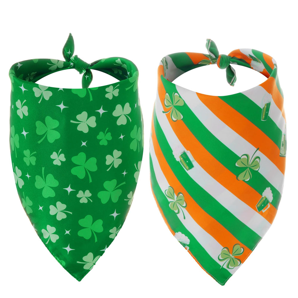 Bandana Yeabwps Saint-Patrick pour chien, face verte, accessoire festif pour photo.