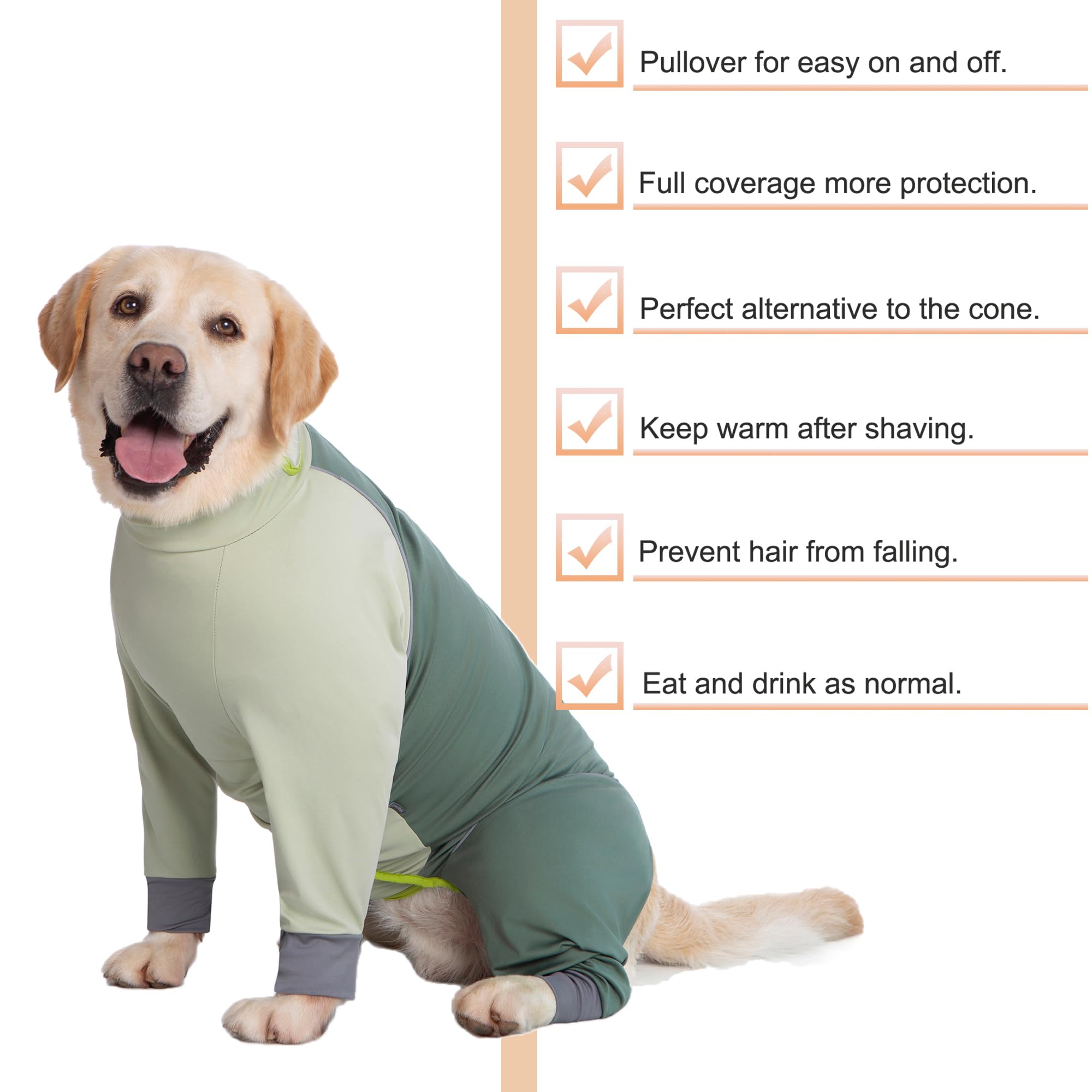 Yeapeeto Combinaison Chien Vert Olive Extensibilite-4-voies - mouvement fluide en jeux.