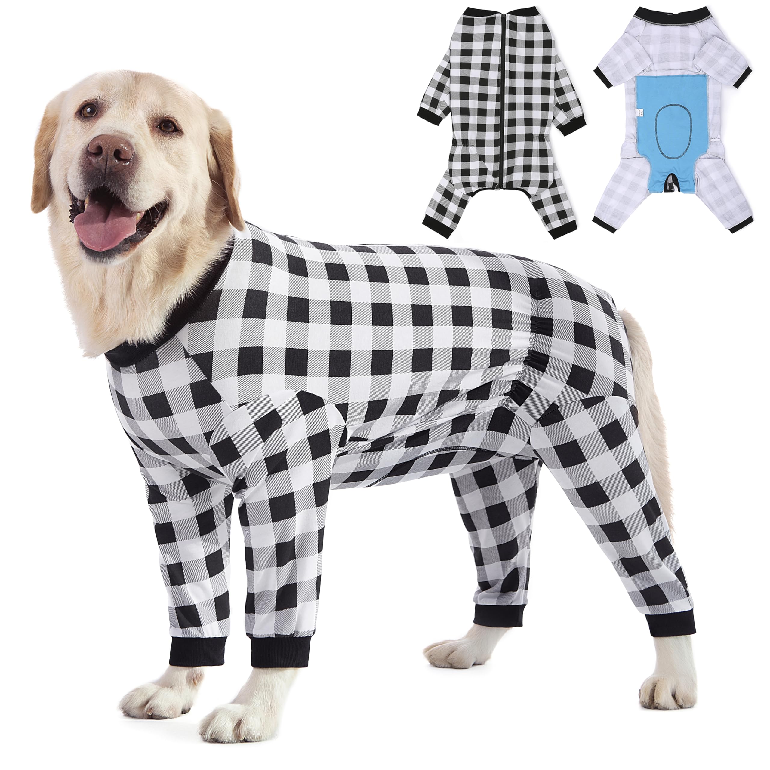 Yeapeeto, combinaison récupération chien vue avant confort et enfilage facile.