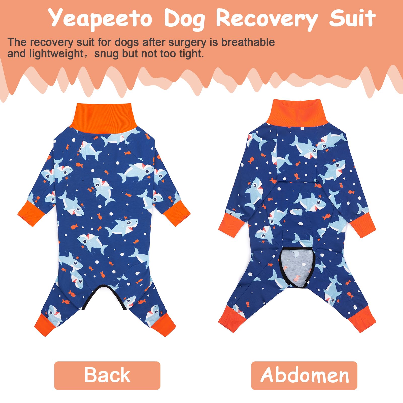 Yeapeeto gilet convalescence chien avant bleu-requin 5xl, protection légère.