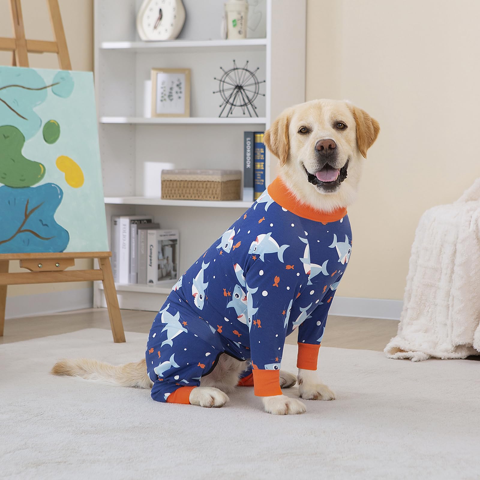 Yeapeeto gilet convalescence couvre tout chien bleu-requin 5xl, salissure réduite.