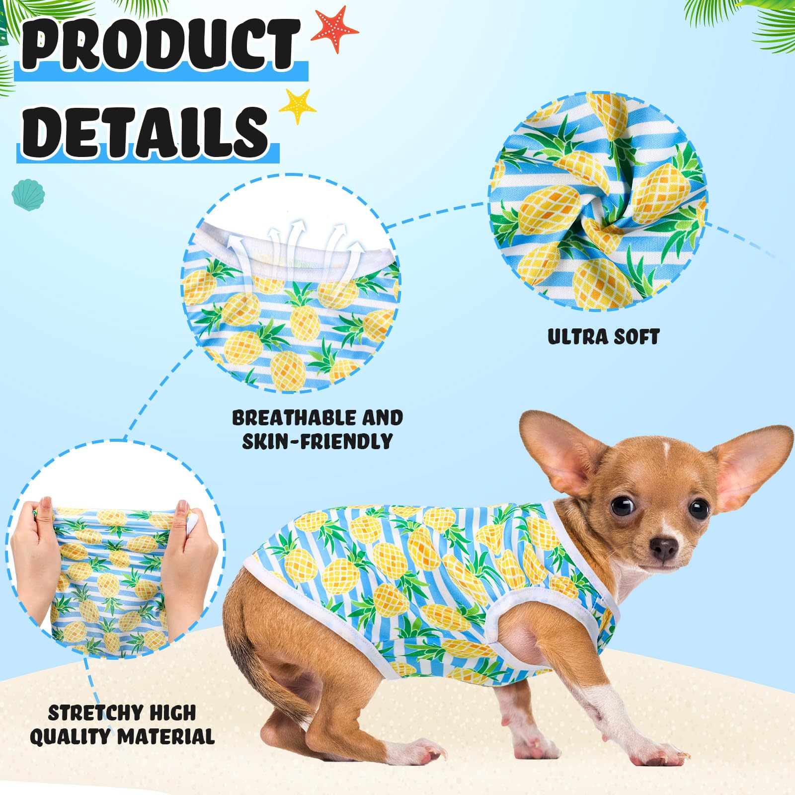 Yeyeplum t-shirt hawaïen chien flamant coloré, look estival.