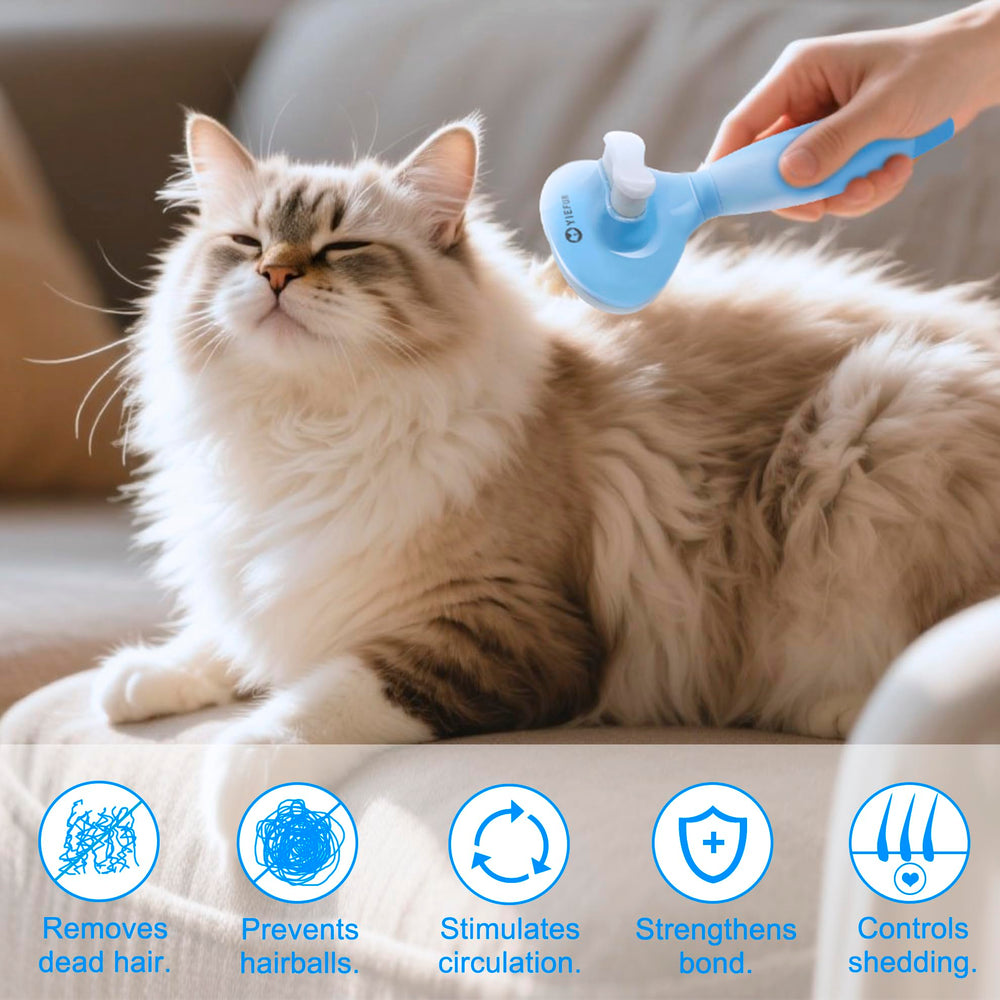 YiEFUR brosse-chat-prise-gel assure une prise en main confortable.