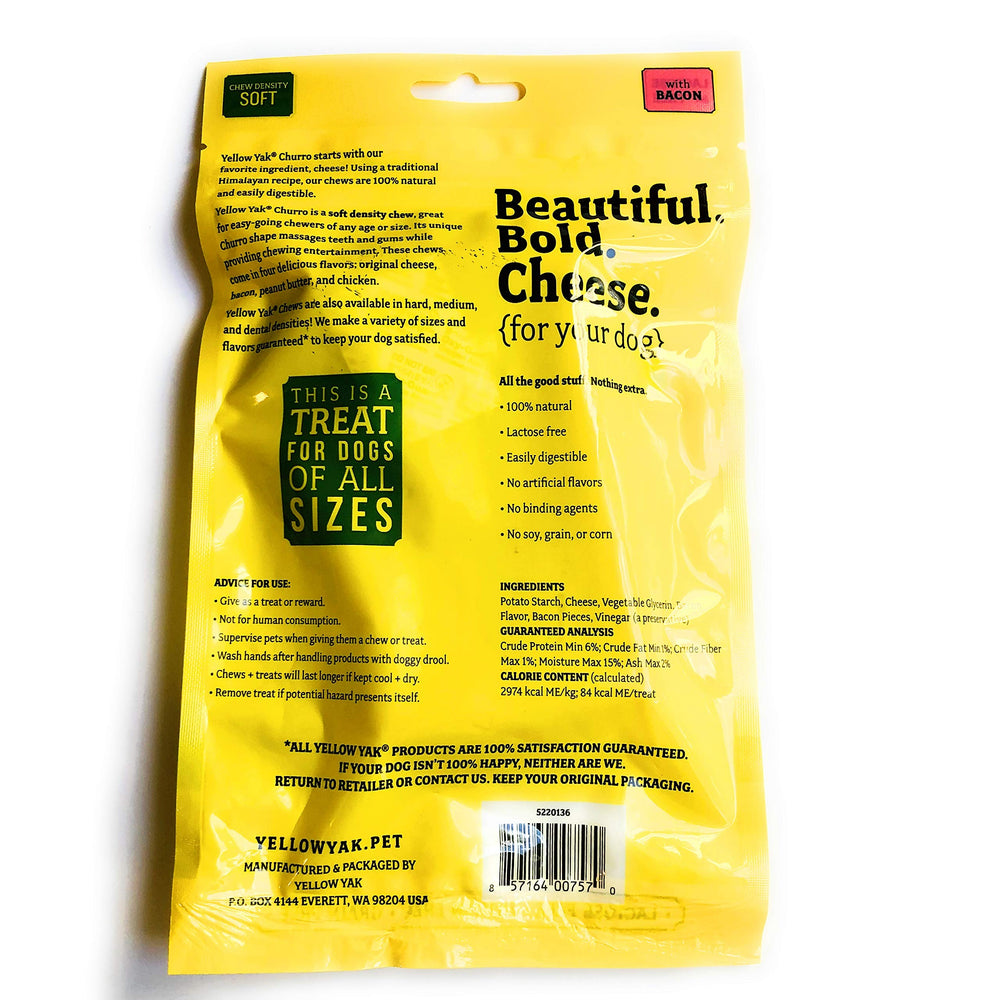 Yellow Yak Churro Chew — forme-churro idéale pour les chiens, pratique et savoureuse.