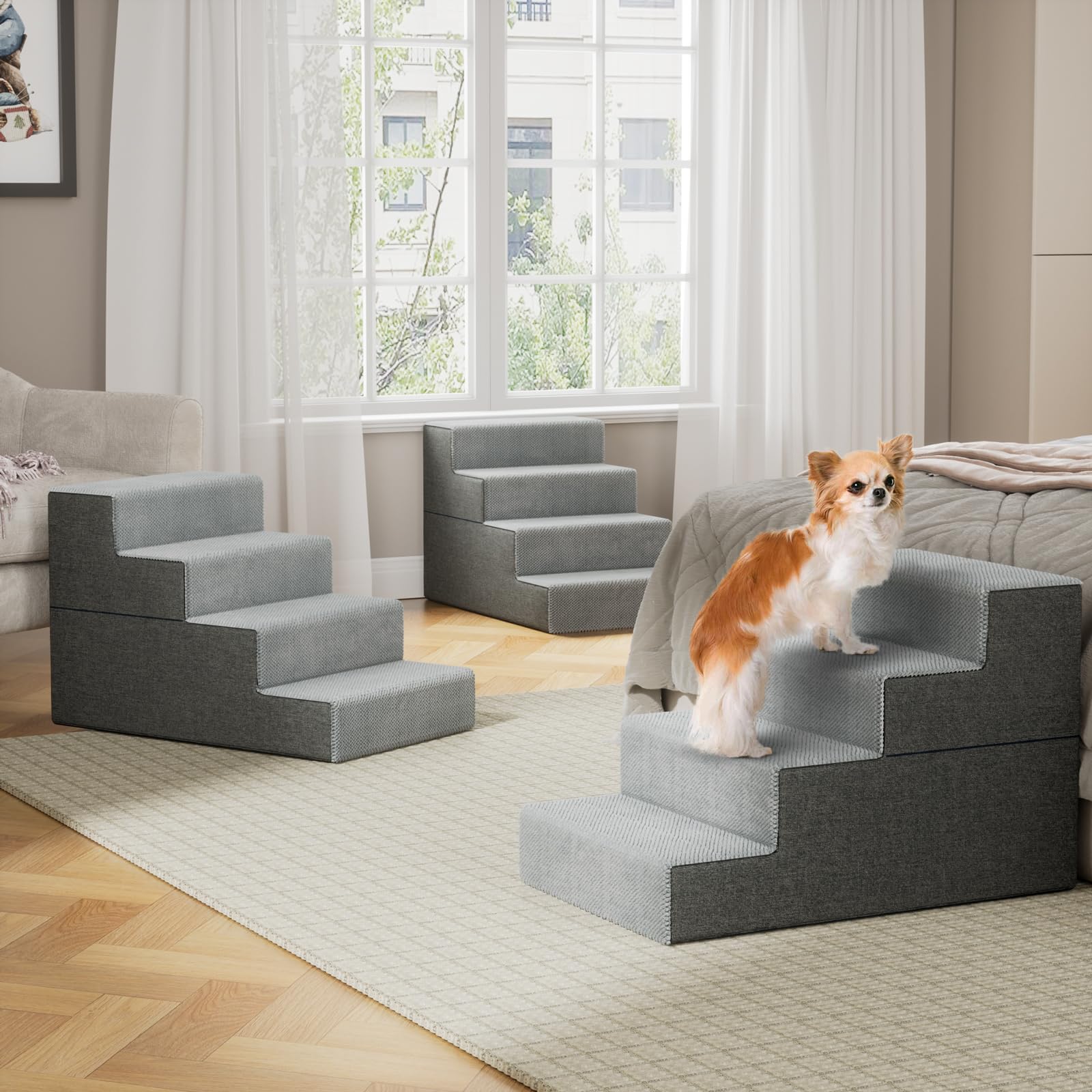 YENING escaliers-chien-rangement-pliable: facile à ranger lorsqu'il n'est pas utilisé.