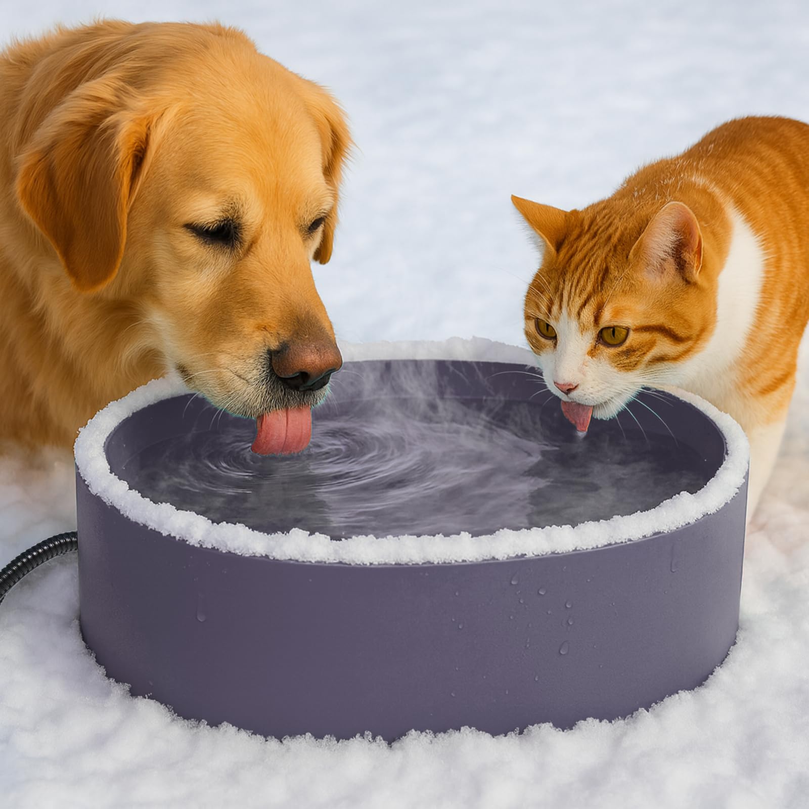 Bol chauffant YEOLEH pour extérieur maintient l'eau accessible en hiver.