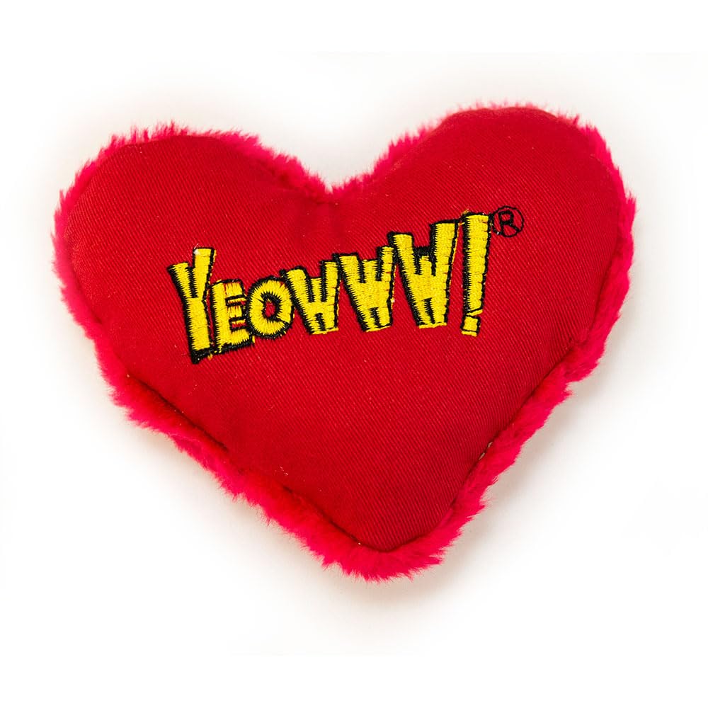 Jouet cœur Yeowww Hearrrt avec herbe à chat, idéal pour stimuler le jeu félin.