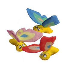 Jouet papillon en herbe à chat Yeowww! en bundle bleu, violet et rouge pour stimulation naturelle.