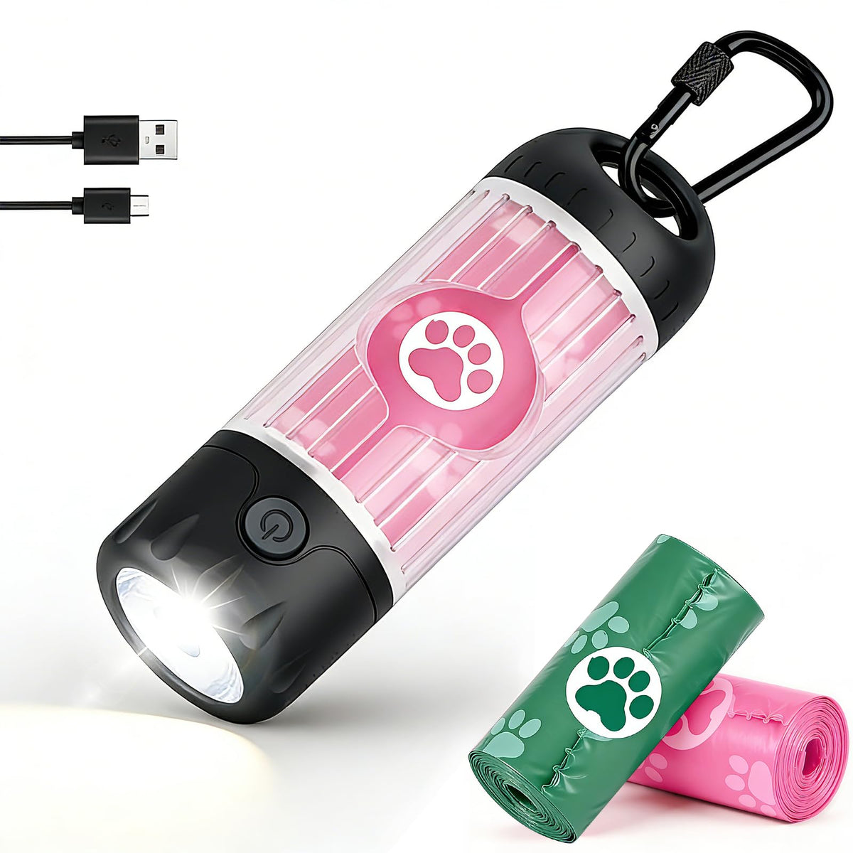 Yesbular porte-sacs chien avec lampe torche pour promenade nocturne efficace.