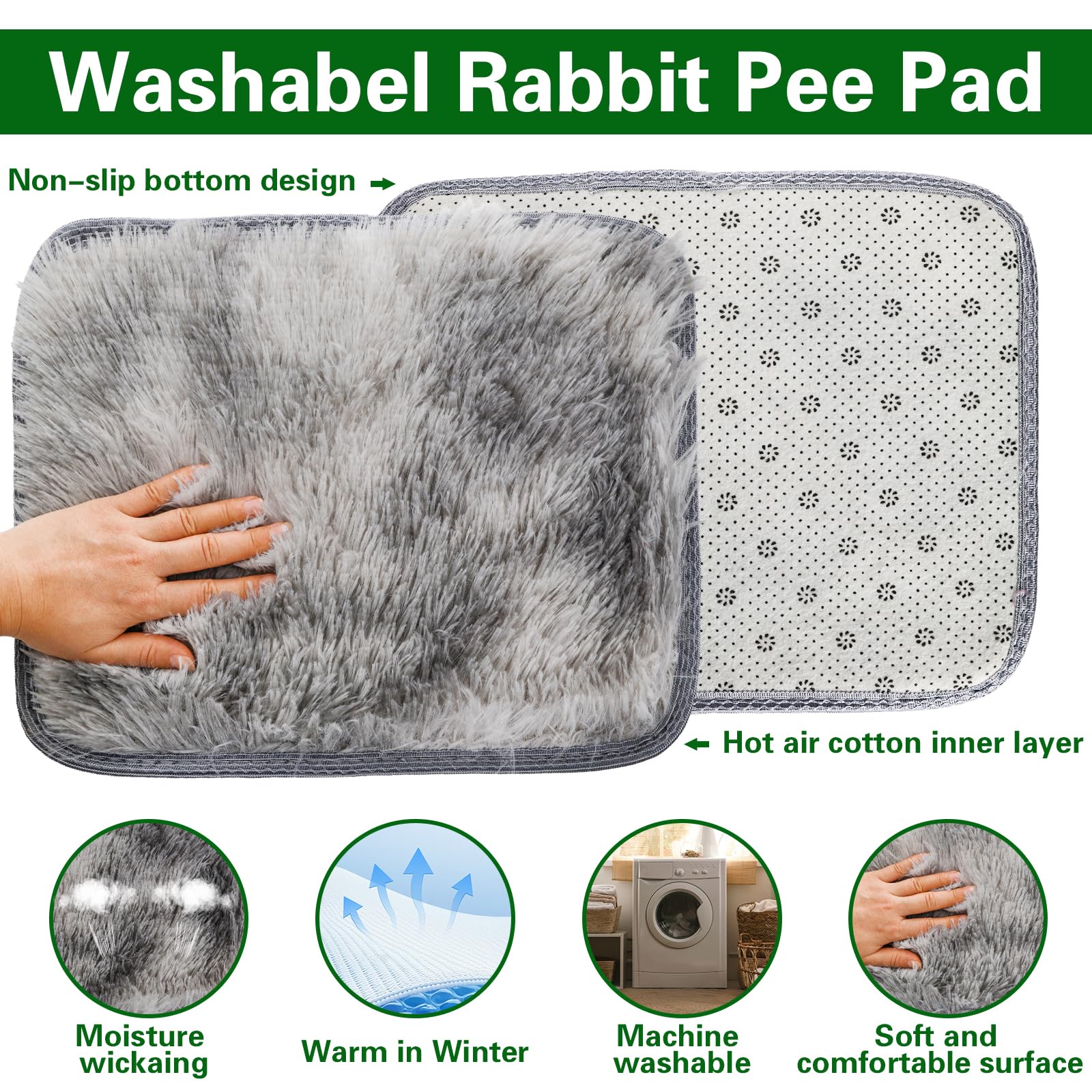 Yesland cachette-lapin-tapis-lavable-douce: tapis doux et lavable inclus