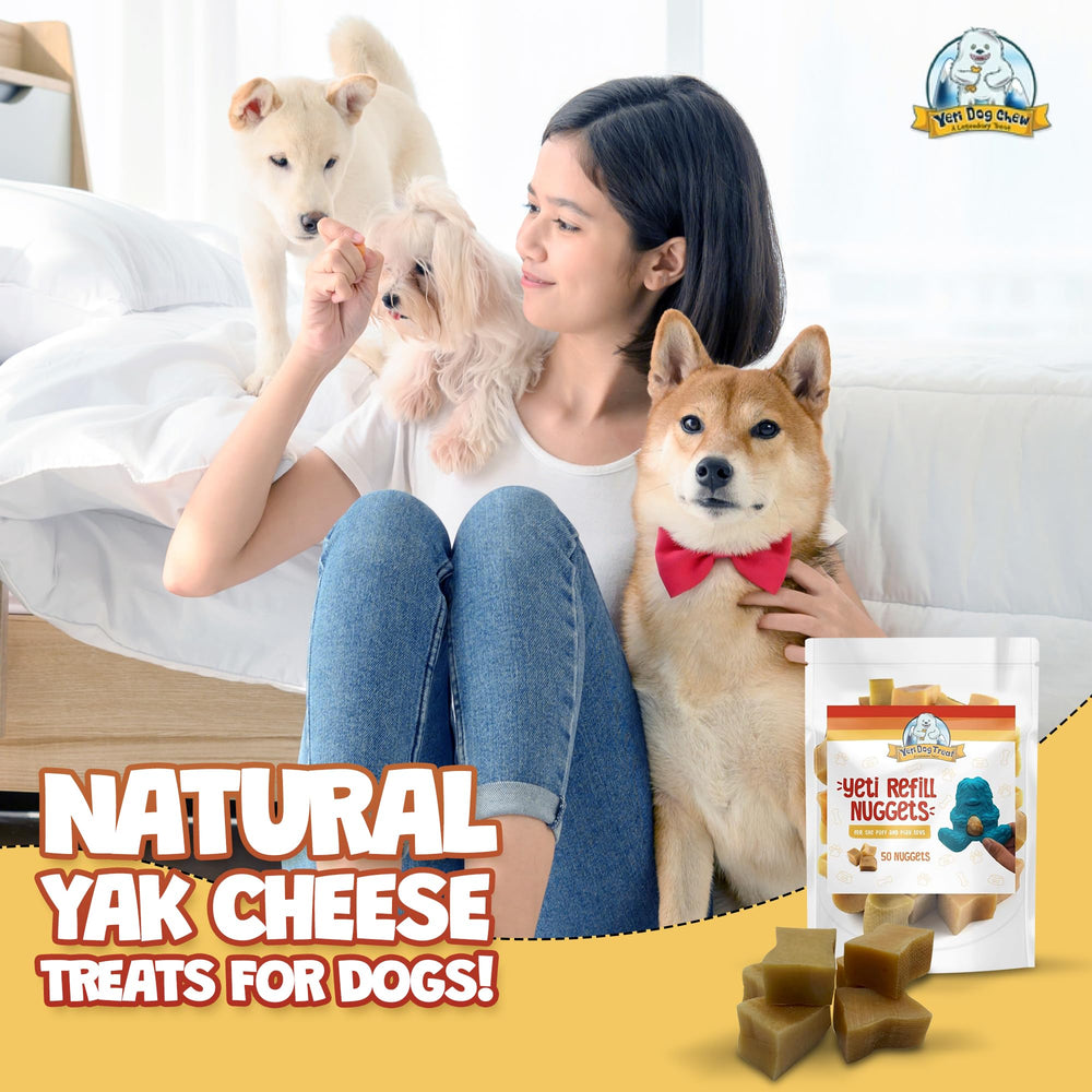 Nuggets Yeti Dog Chew insérés dans Puff et Play pour jeu interactif.