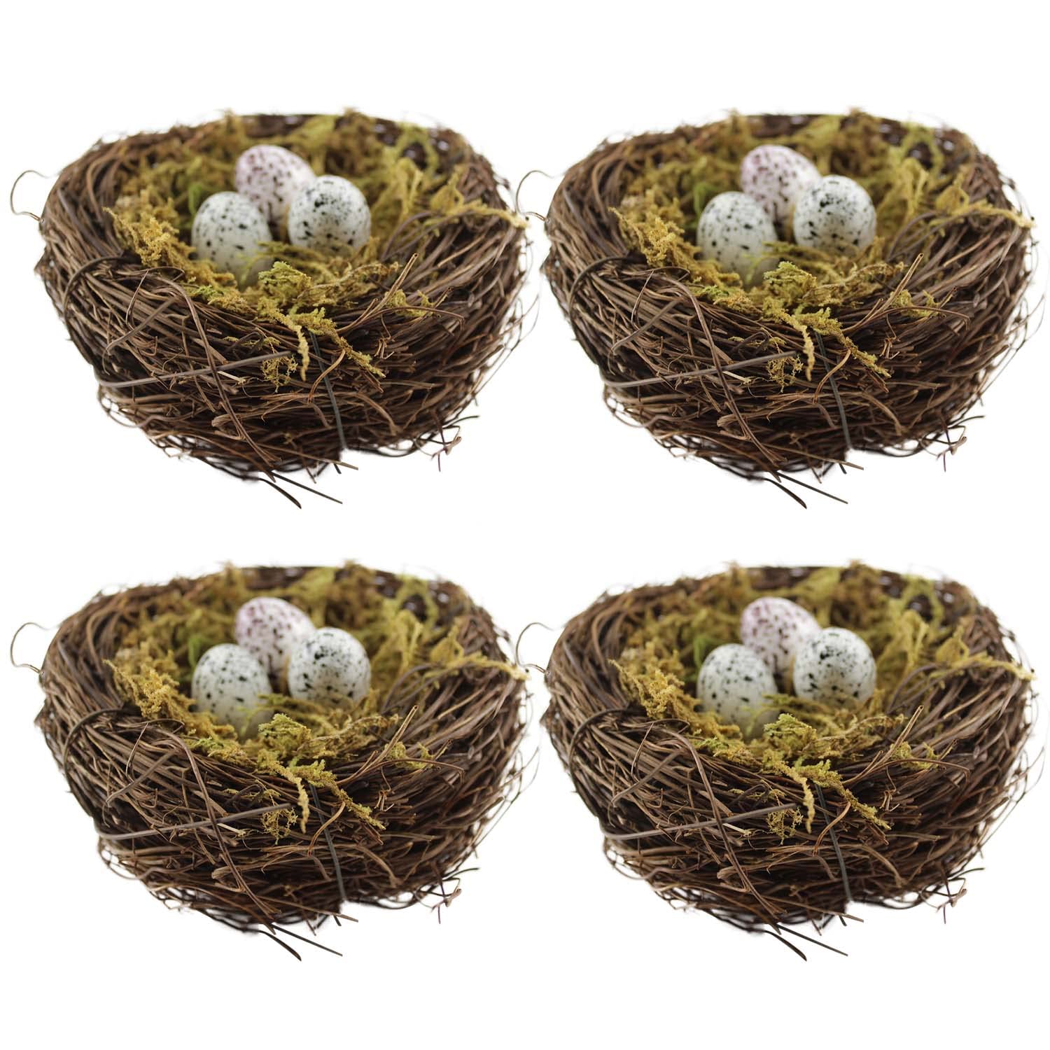 Nid d'oiseau artificiel YEUQWJ en rattan, idéal pour une décoration naturelle de Pâques.