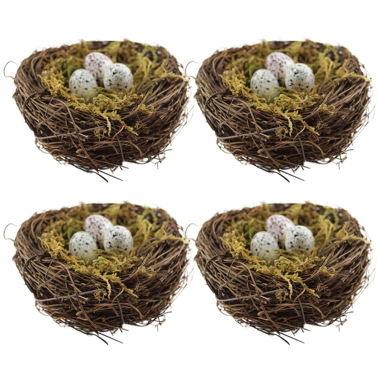 Nid d'oiseau artificiel YEUQWJ en rattan, idéal pour une décoration naturelle de Pâques.