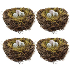 Nid d'oiseau artificiel YEUQWJ en rattan, idéal pour une décoration naturelle de Pâques.