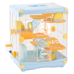 Cage YIBOPET pour hamster vue extérieure montrant les trois niveaux, espace généreux.