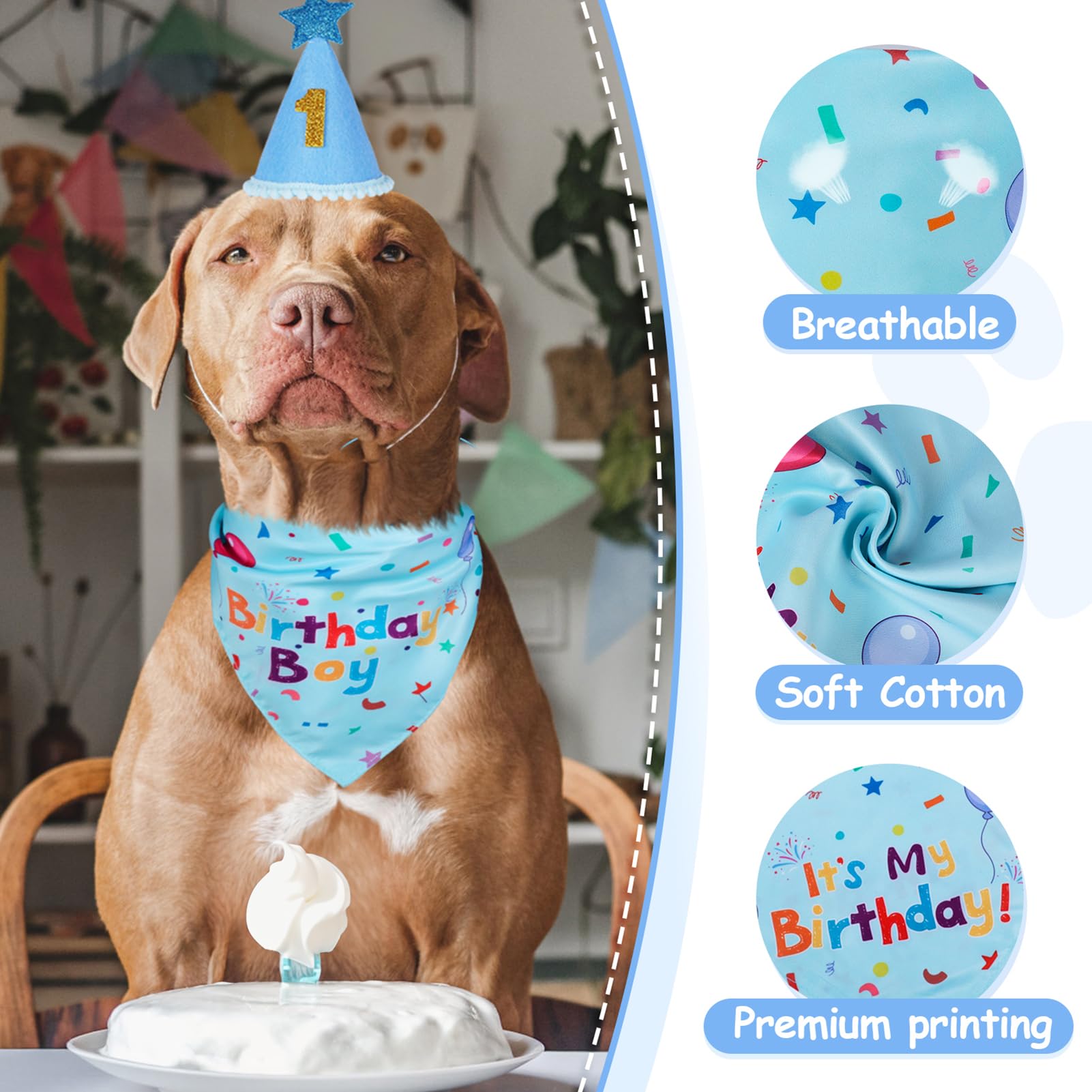 Bandana chien taille jusqu'à 29 pouces, Yicostar, réglable et sûr.