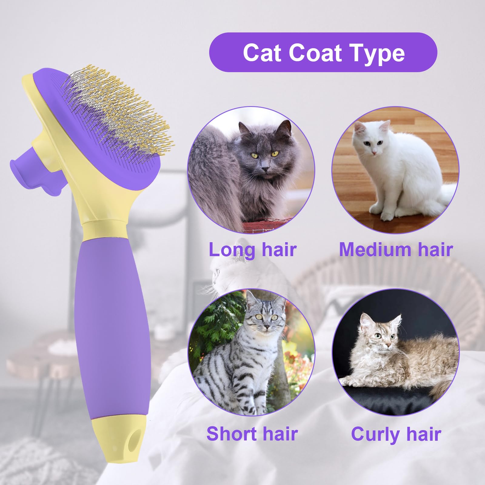 YiEFUR brosse chat nettoyage automatique, élimine rapidement les poils.