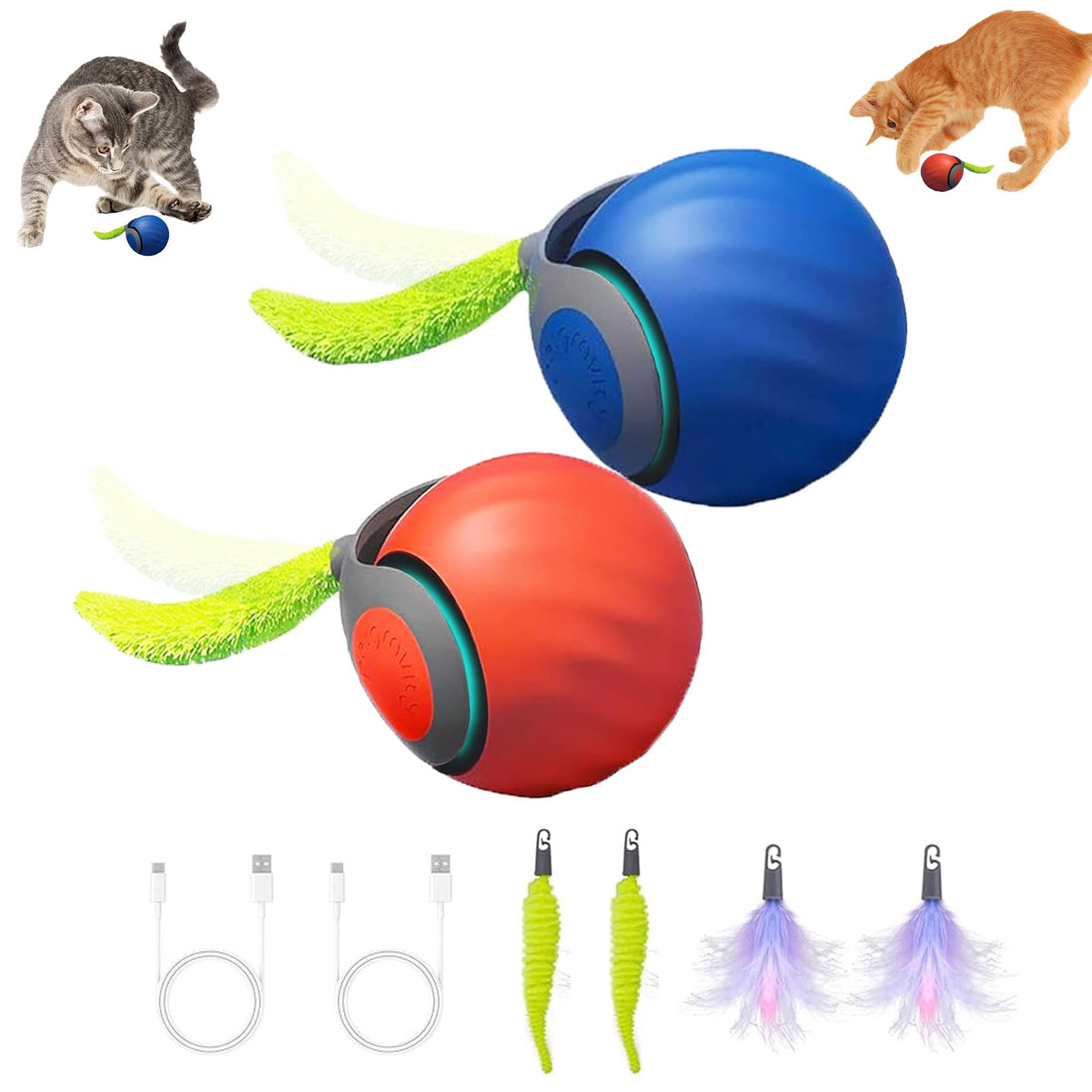 Yikuhot balle interactive pour chat, stimule la poursuite en intérieur.