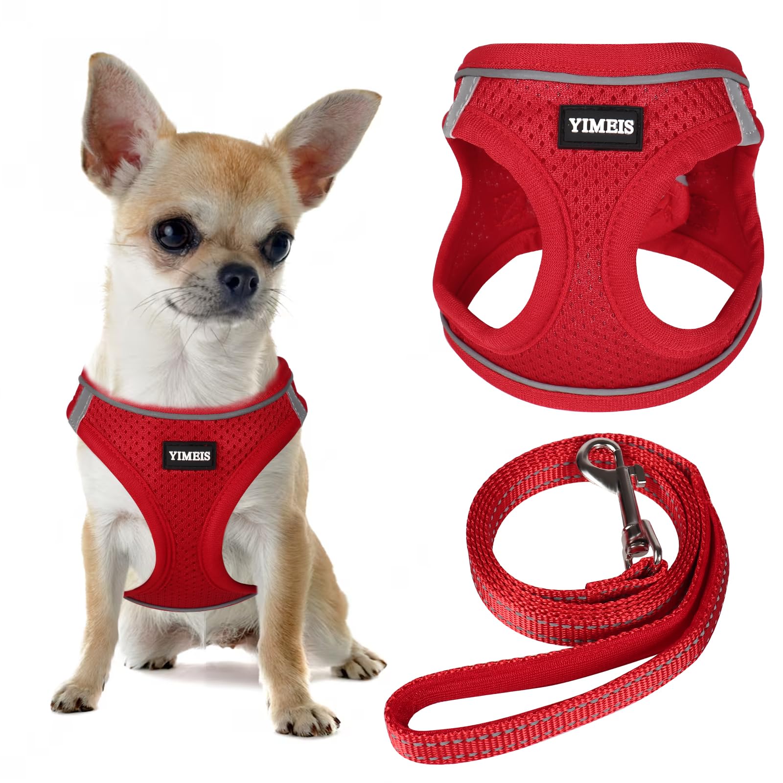 Harnais YIMEIS pour chien rouge réfléchissant, confort et sécurité lors des sorties.