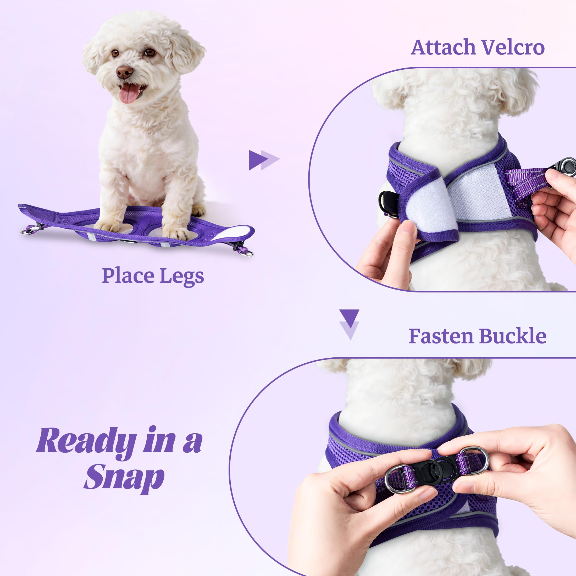 YIMEIS harnais pour petit chien violet, ajustement confortable.
