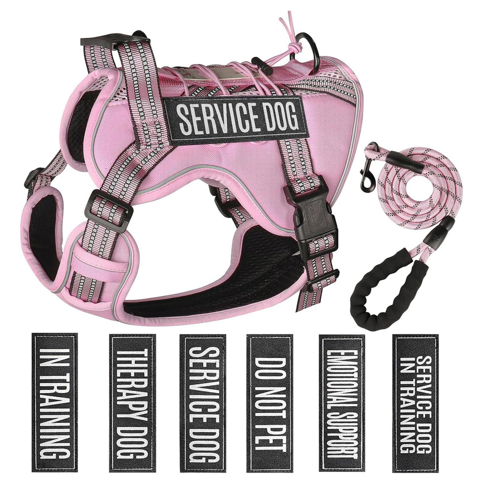 Harnais tactique Yimeis pour chien moyen en rose, ajustable et confortable.