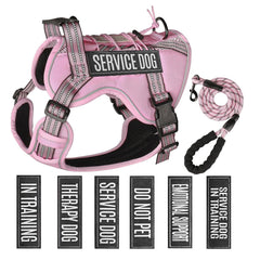 Harnais tactique Yimeis pour chien moyen en rose, ajustable et confortable.