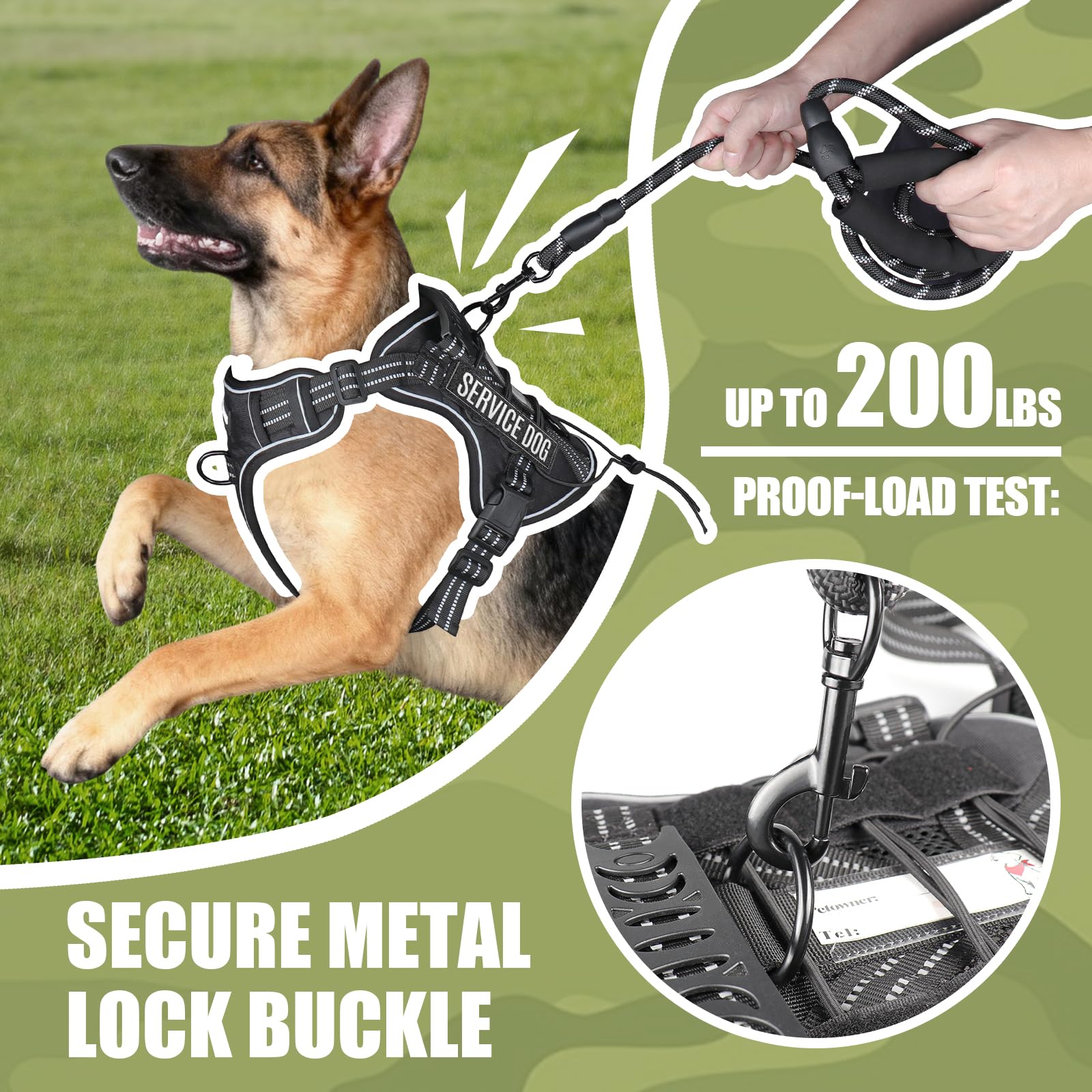 Laisse tactique yimeis pour chien service, maniabilité et contrôle améliorés.