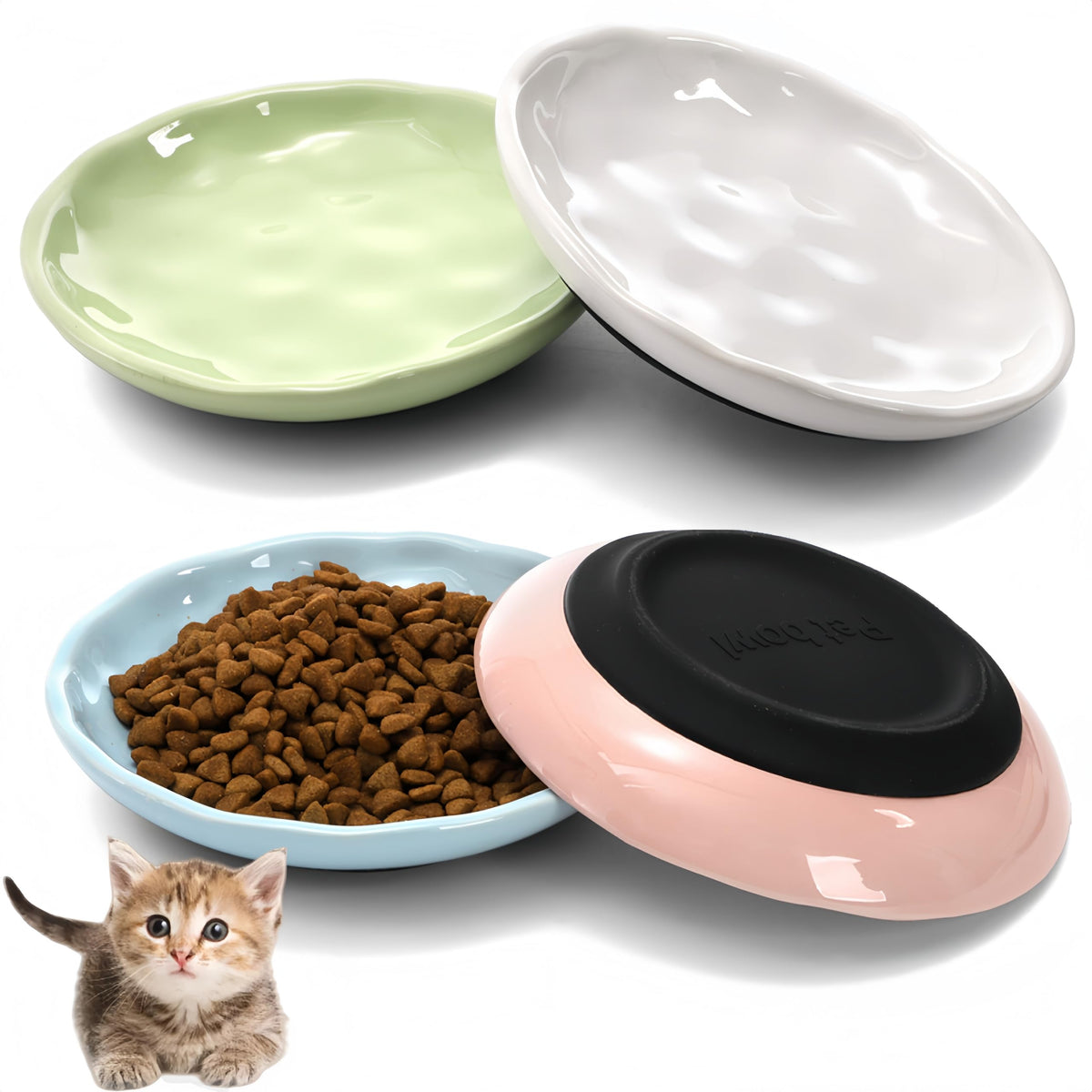 Gamelle YIMITEE en céramique rose 6 pouces avec fond silicone antidérapant.