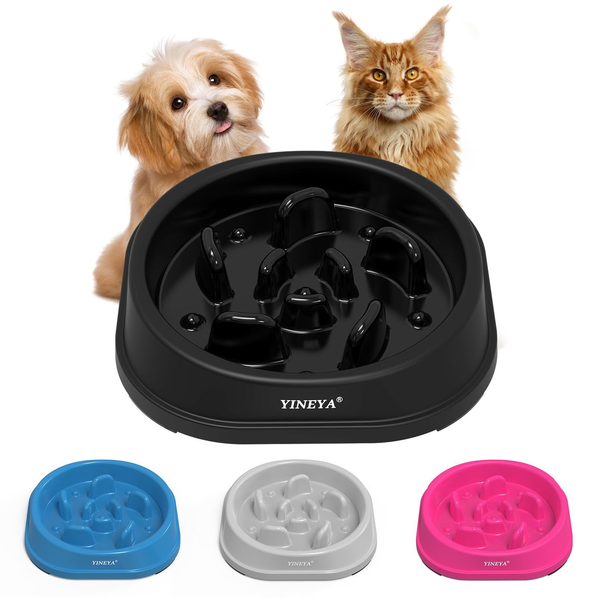 Bol lent anti-etouffement YINEYA pour chien, ralenti l'alimentation.
