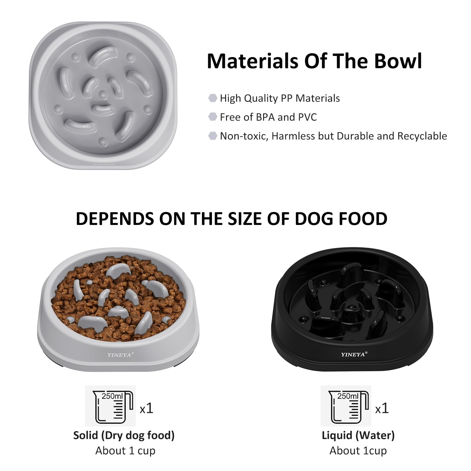 Bol YINEYA en polypropylène alimentaire, durable et sûr