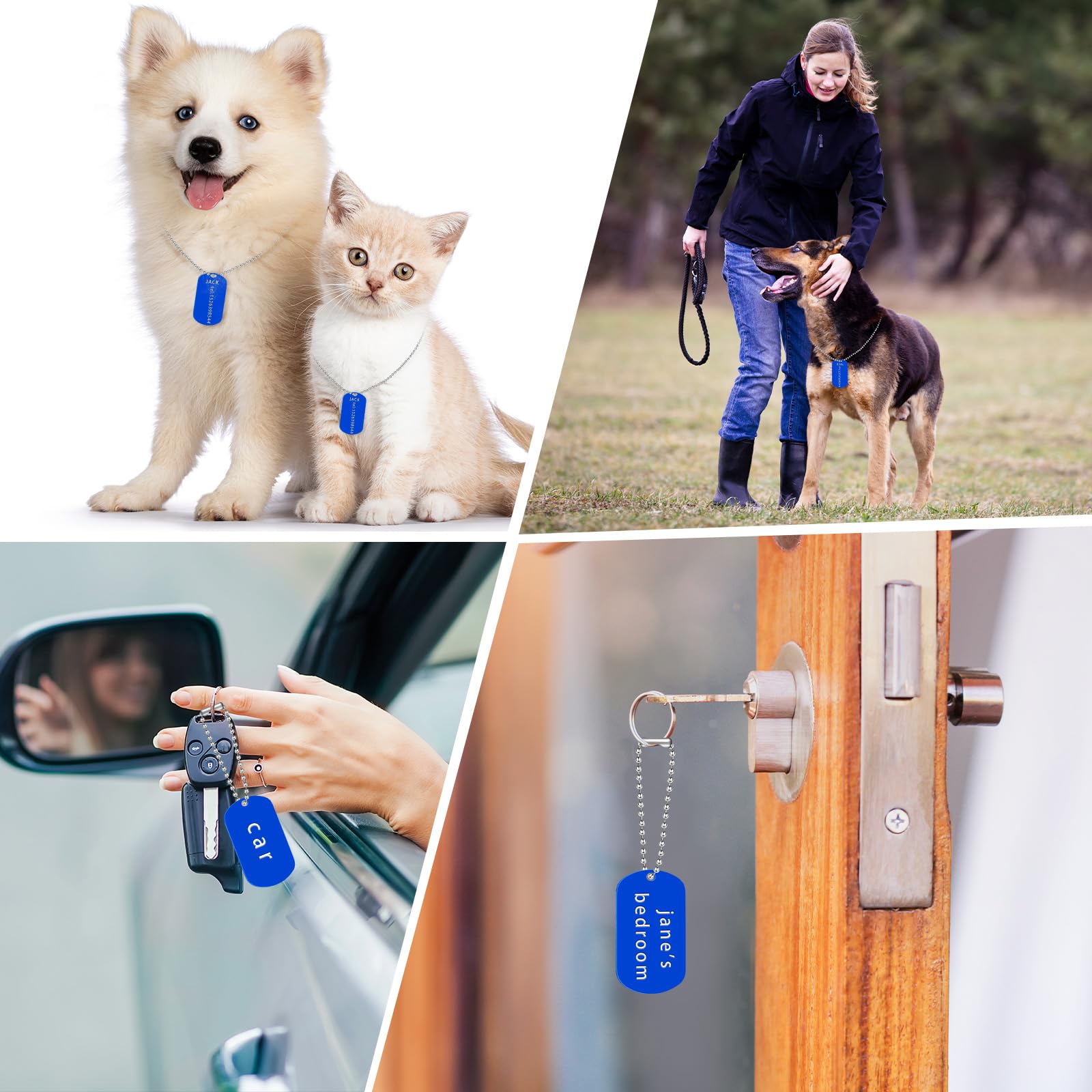 Emballage Yinkin: étiquettes en aluminium bleues prêtes à personnaliser.