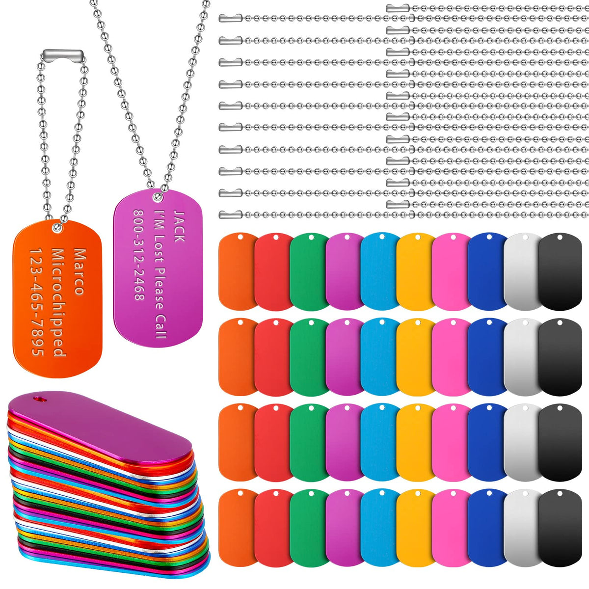 Ensemble Yinkin de plaques d'identification en aluminium à graver prêt à personnaliser