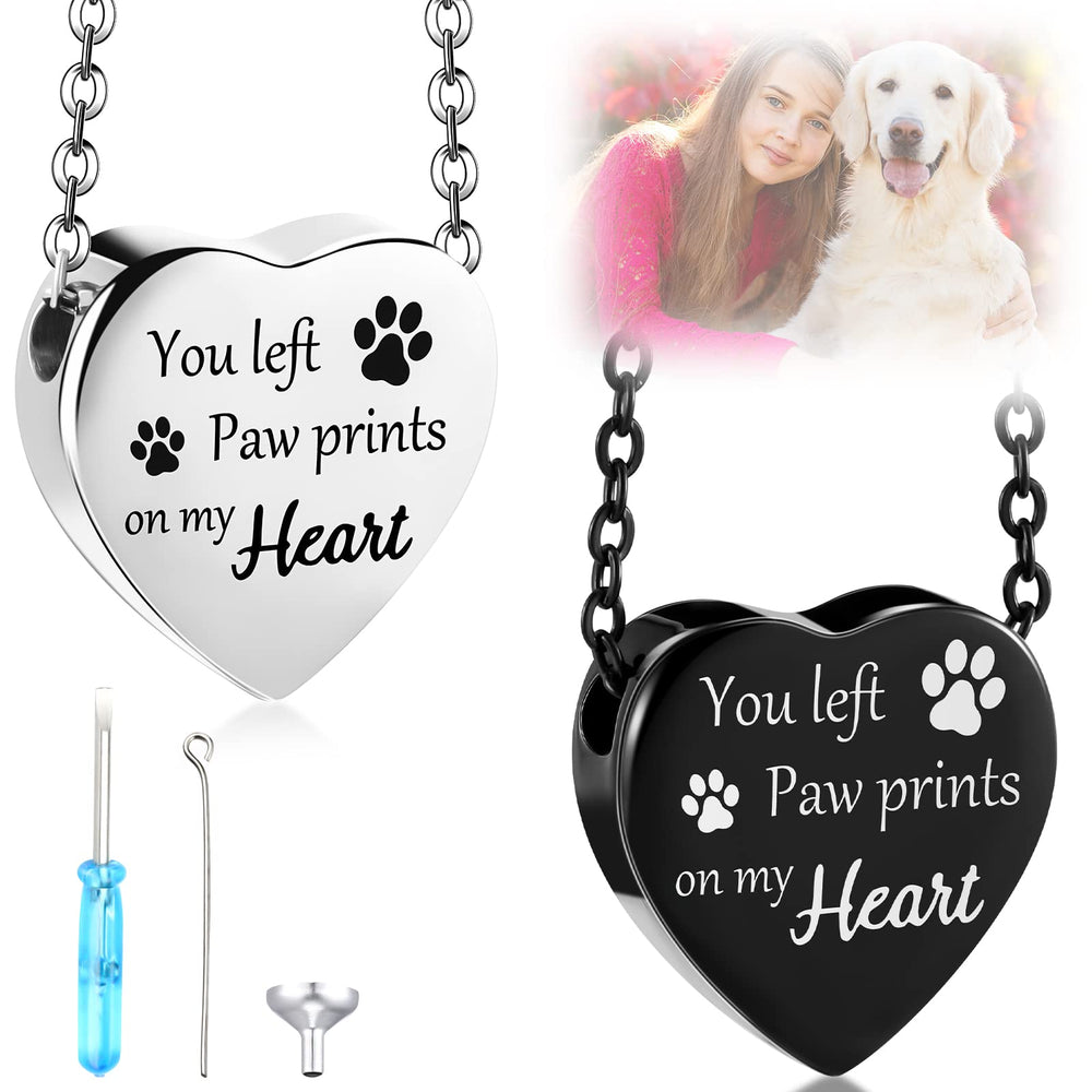 Pendentif Yinkin argent avec empreinte-patte-coeur, mémoire durable du compagnon.