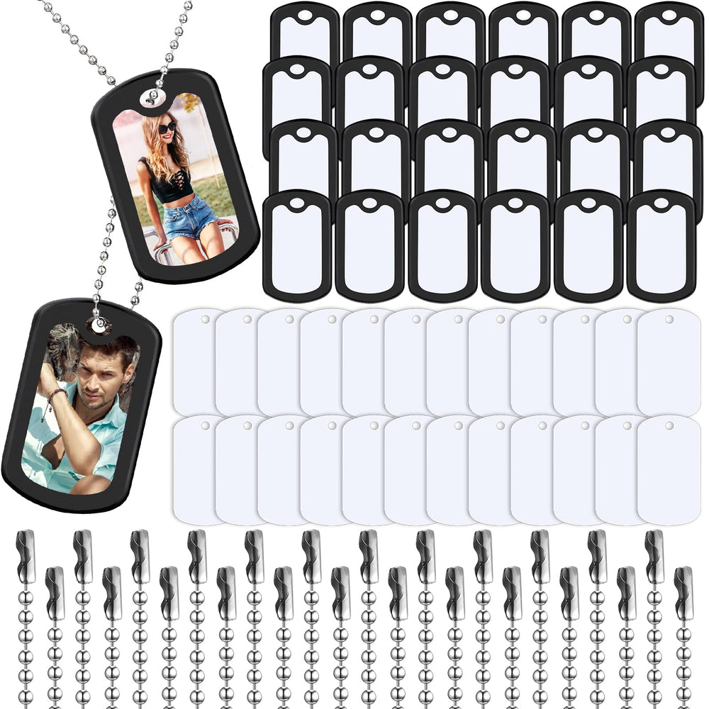 Pendentifs d'identification en aluminium blanc Yinkin prêts pour personnalisation par sublimation.