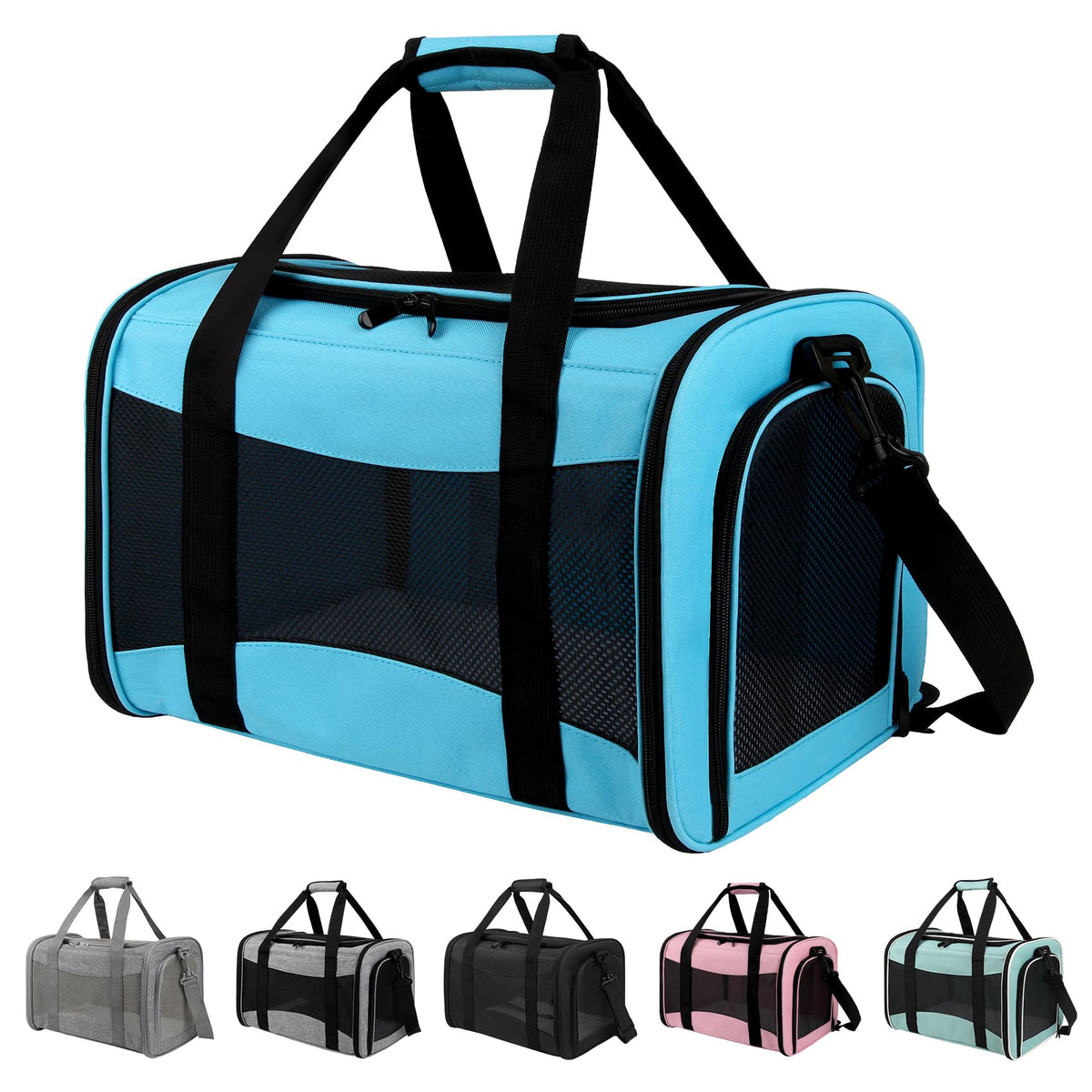 Porte-animaux Yipincover bleu, confort de voyage pour petits chiens et chats.