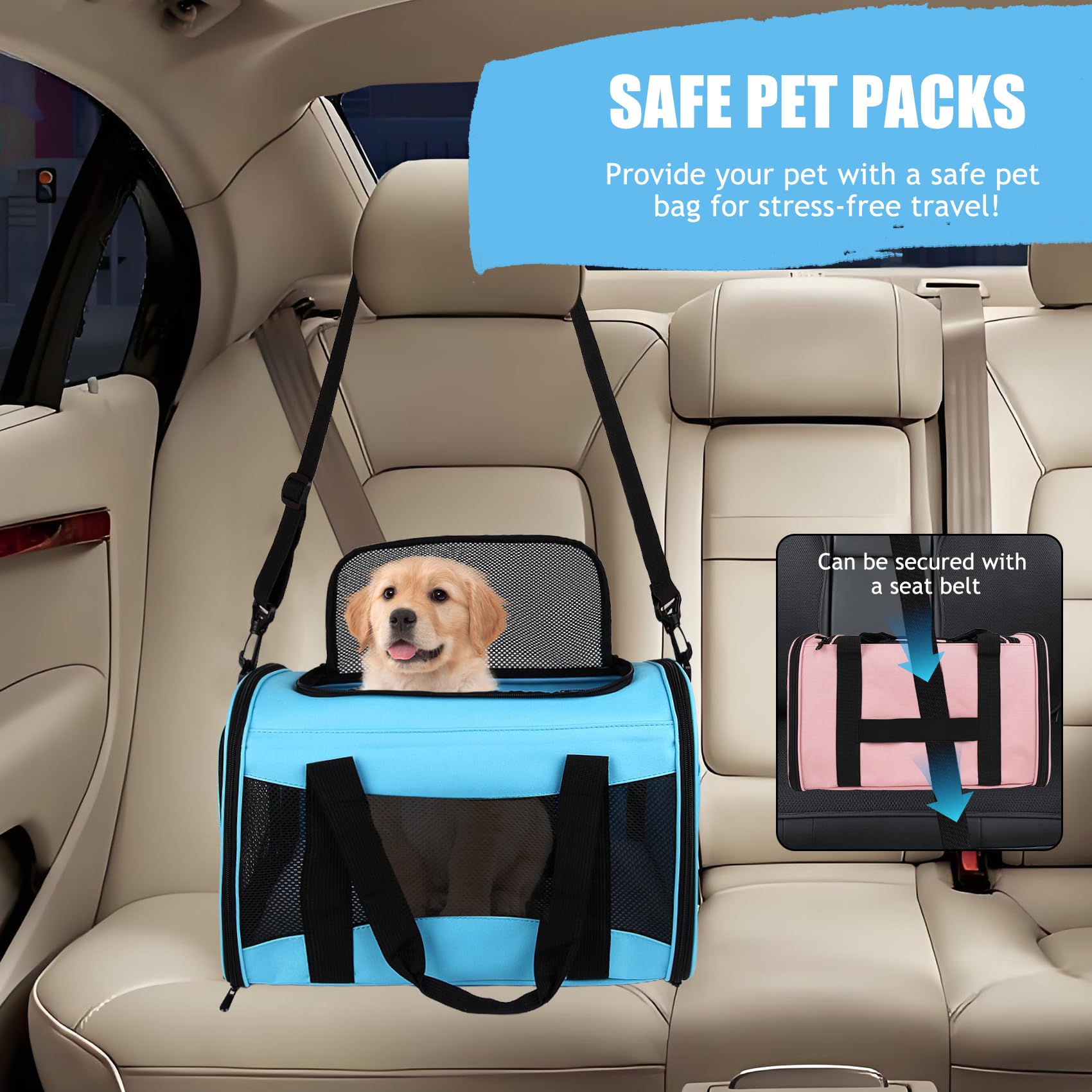Porteur Yipincover bleu, idéal pour petits chiens et chats en déplacement.