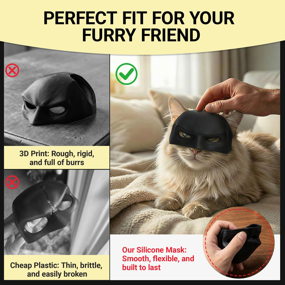Masque chat silicone doux Yipintang, matière douce et confortable pour le visage du chat.