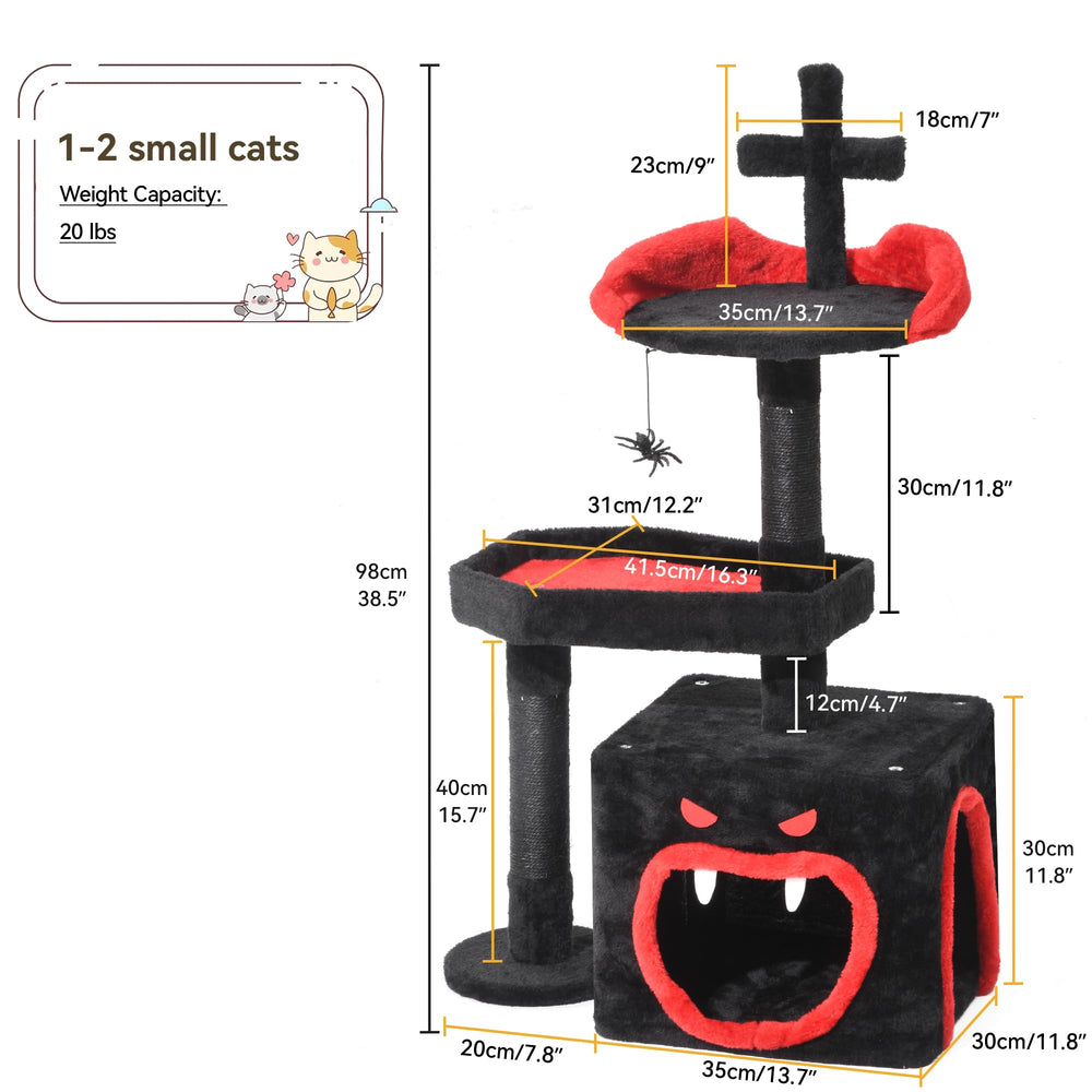 YITAHOME Arbre chat gothique: socle robuste assurant stabilité pendant le jeu.