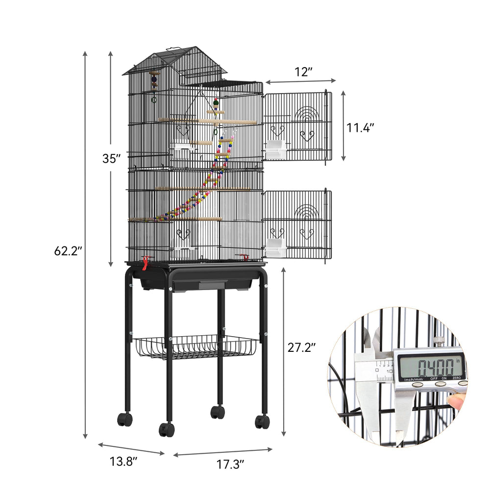 Cage YITAHOME 62 pouces avec quatre portes sécurisées pour un accès pratique.