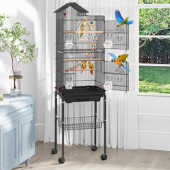 Cage YITAHOME 62 pouces sur support roulant facilite le déplacement en intérieur.