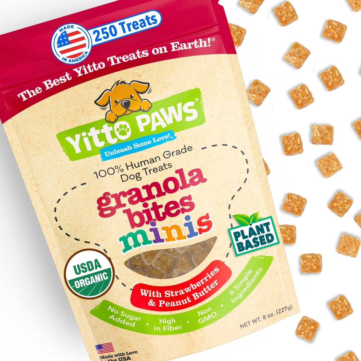 Friandises Yitto Paws mini en emballage pratique, récompense idéale pour entraînement.
