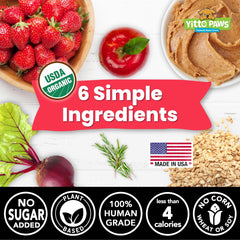 Friandises Yitto Paws fraise et cacahuete, saveur naturelle pour chiens.