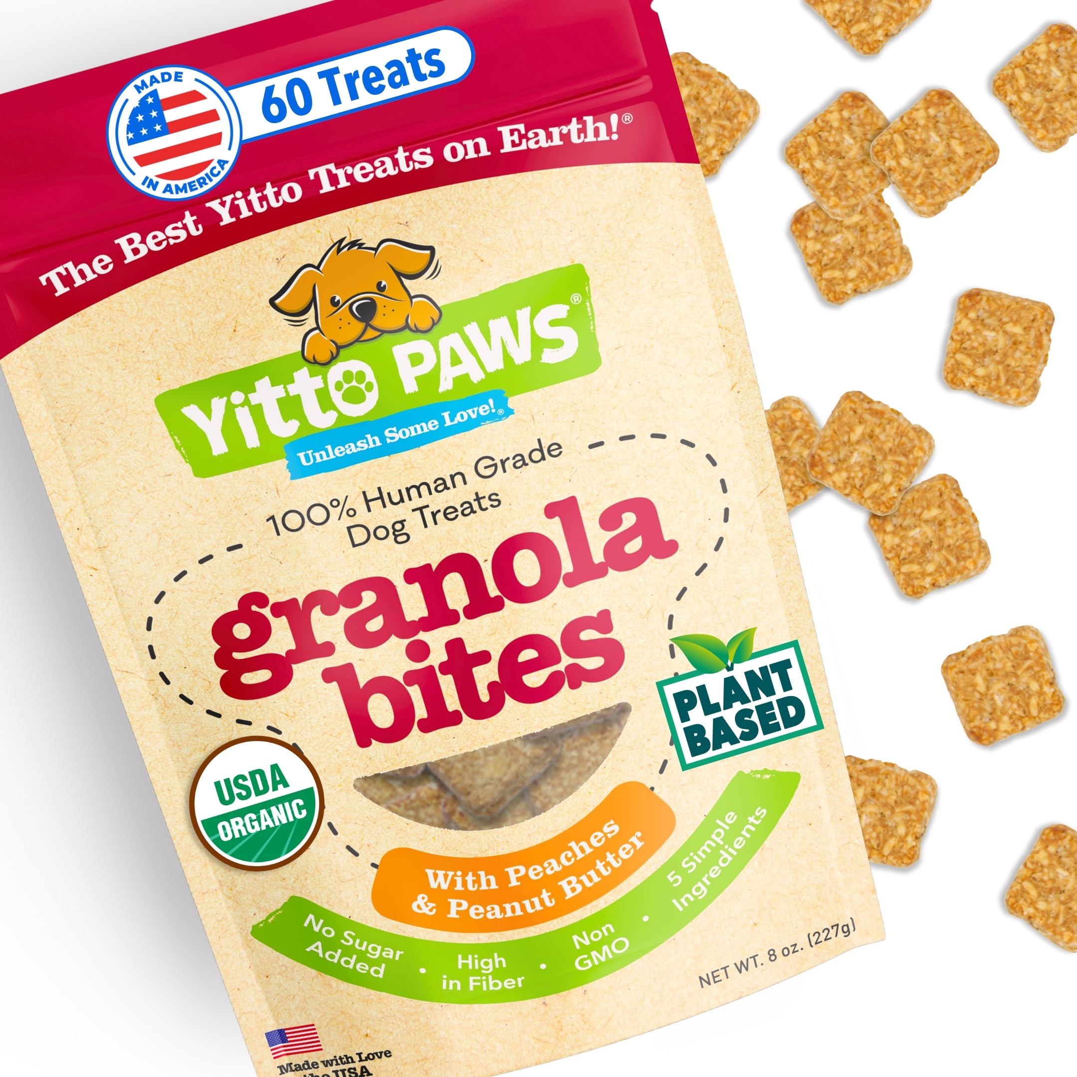Sachet Yitto Paws biscuits peche cacahuete, snack sain pour chien
