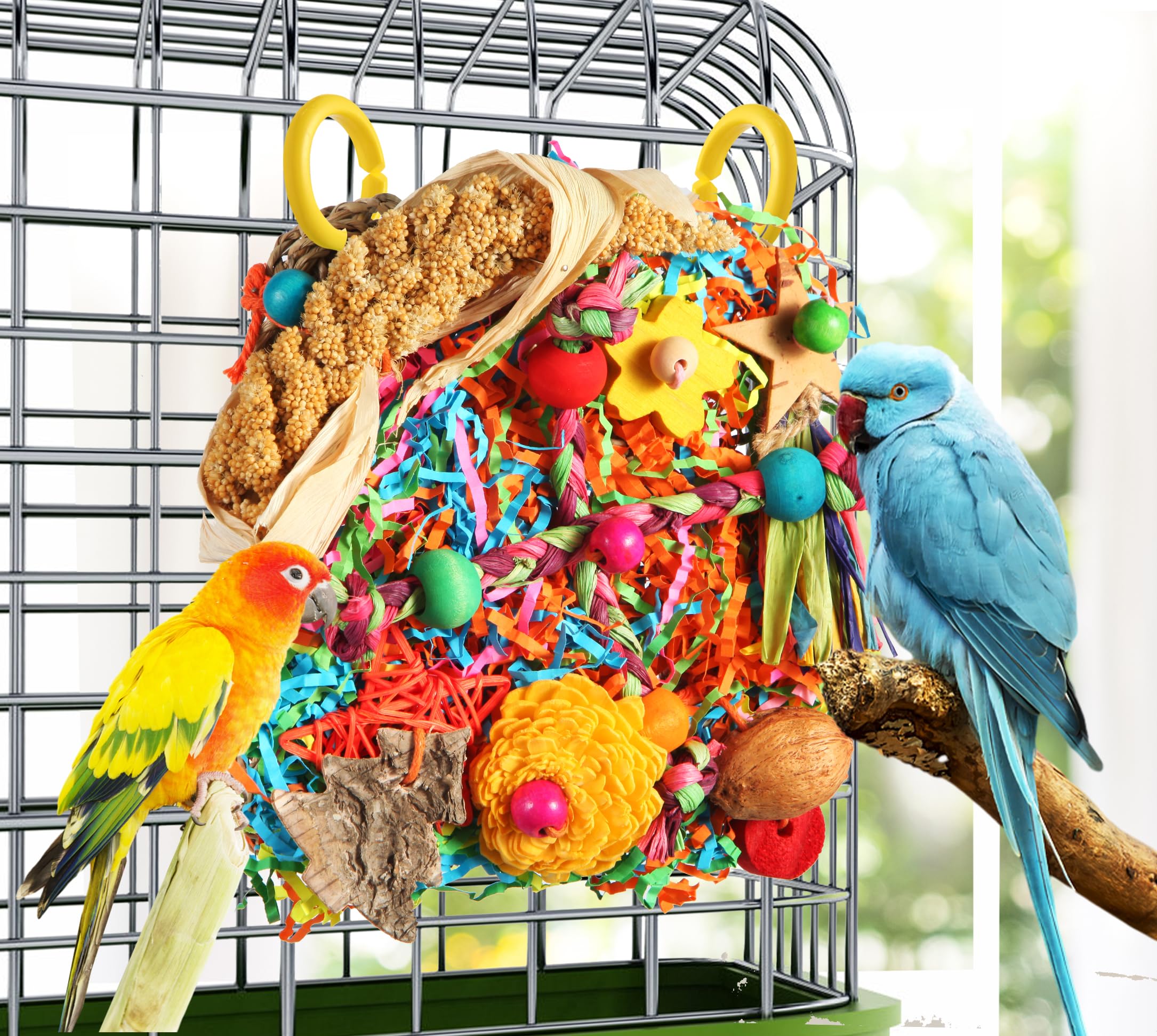 Matériaux variés et sûrs pour l'habitat des petits oiseaux.