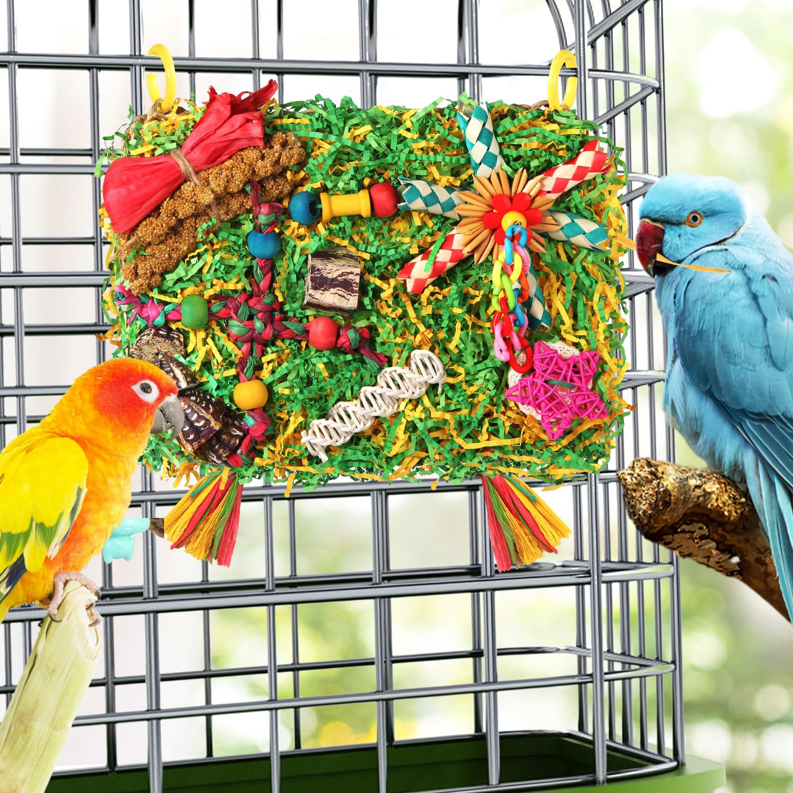 Jouet YIXUND crochets plastiques inclus, fixation rapide dans la cage.