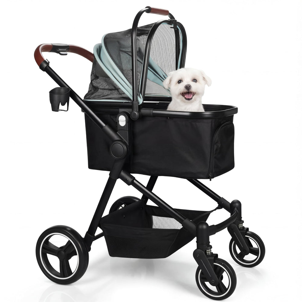 Poussette 3-en-1 YIYUNBEBE pour animaux jusqu'à 50 lb, transport pratique.