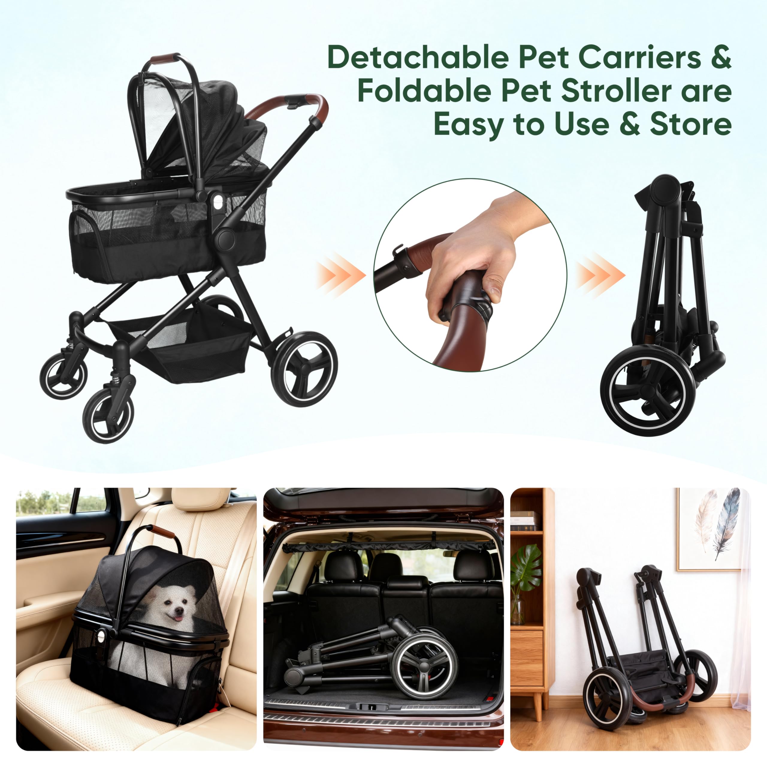 Roues tout-terrain avec suspension YIYUNBEBE, trajet stable.