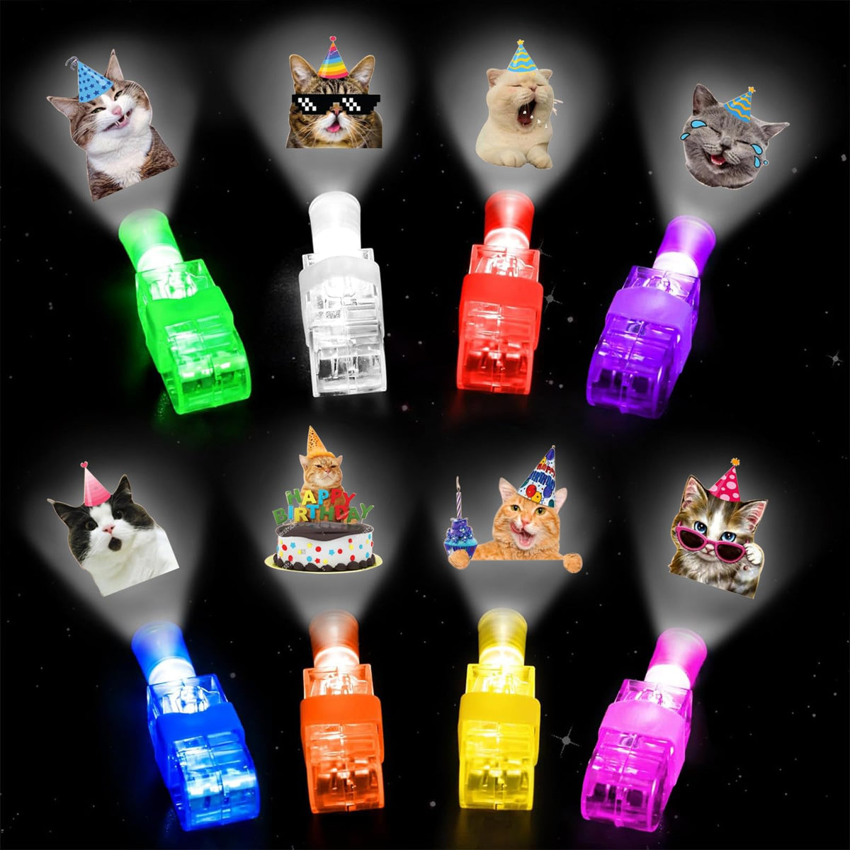 Lumières pour doigts Yizeda avec motifs chat, décor lumineux d'anniversaire