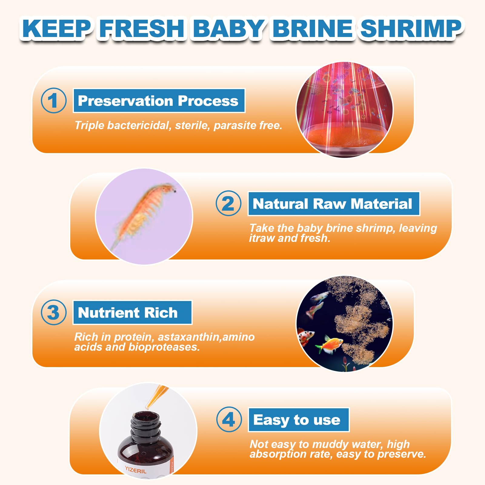 Yizeril – Nourriture crevettes bébé sans éclosion, pratique pour l'alimentation quotidienne.