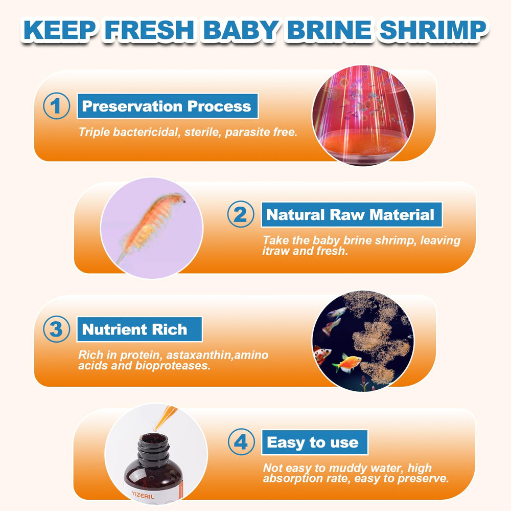 Yizeril – Nourriture crevettes bébé sans éclosion, pratique pour l'alimentation quotidienne.